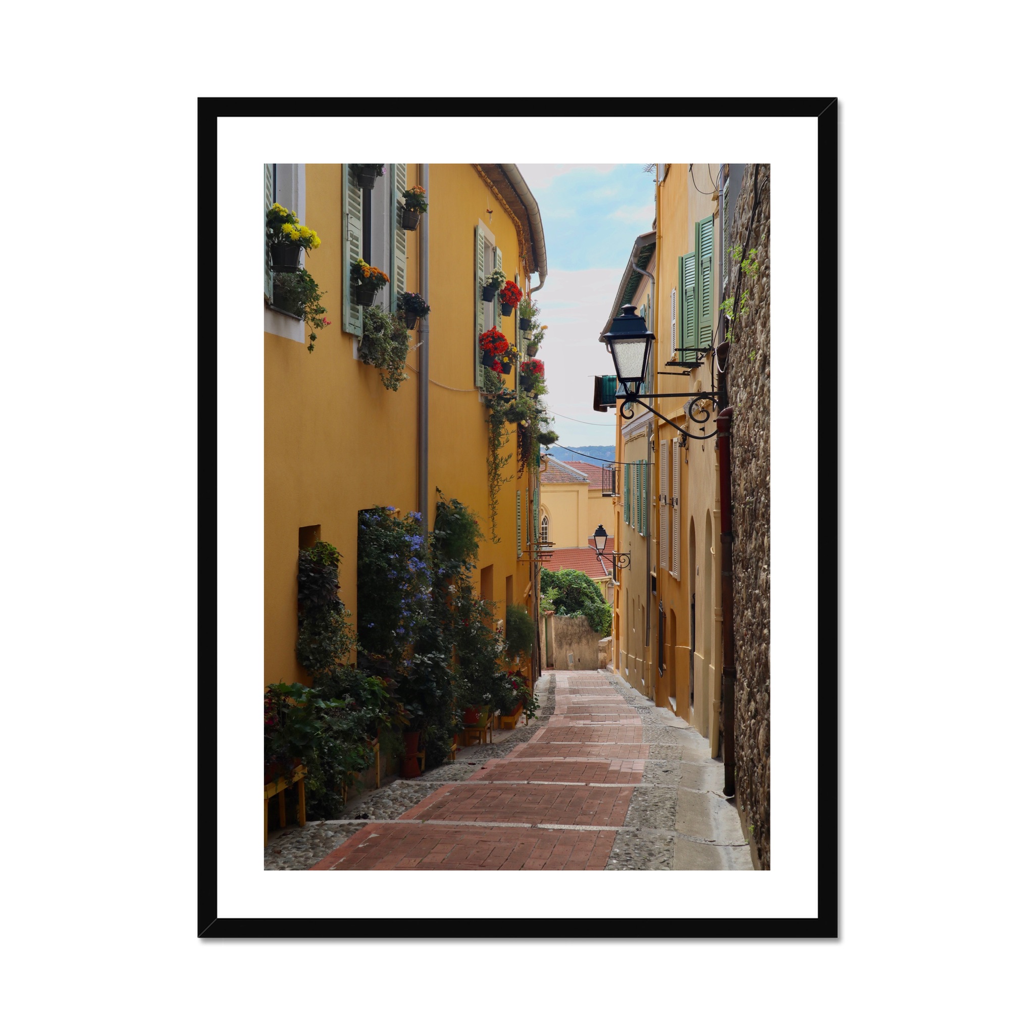 South of France Photos framed print - Village street with scooters in Saint Tropez
